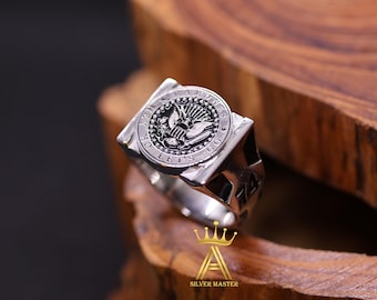Anello con sigillo Ramones in argento 925 liscio