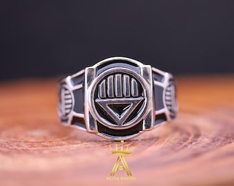Black Enamel Lantern Ring: Sterling Silver 925