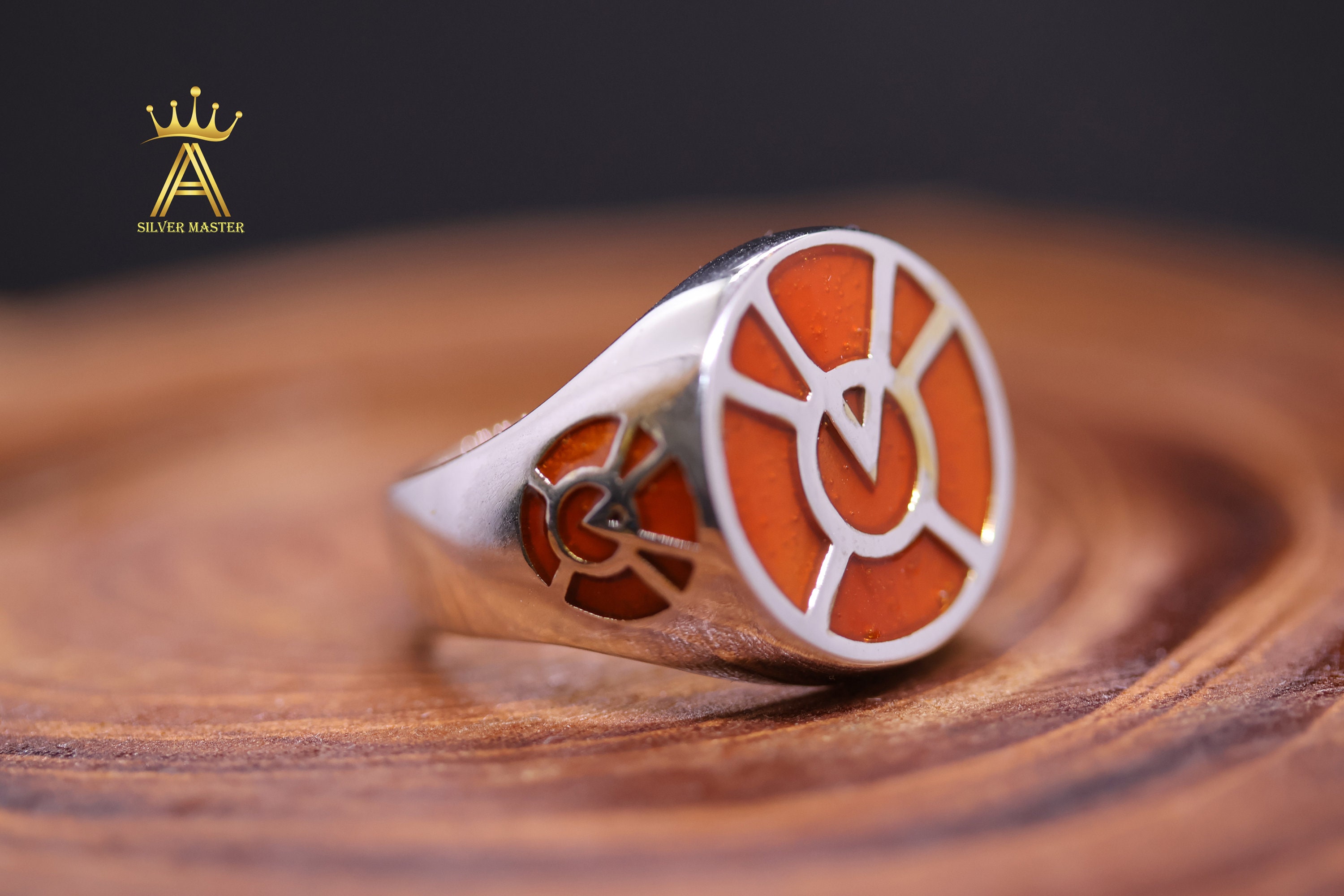 Orange Ring Silver Orange Ring Orange Lantern Silver Ring Silver