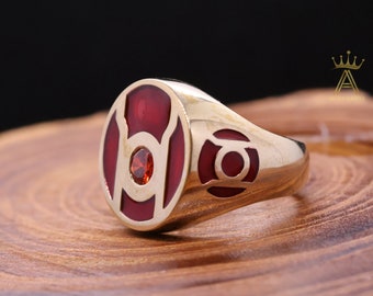 Brass Red Ring Red Lantern Red CZ Brass Ring Red Lantern