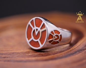 Orange Ring Silver Orange Ring Orange Lantern Silver Ring Silver 925 Orange Enamel