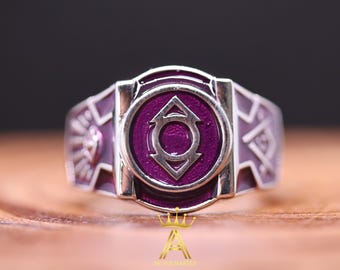 Sterling Silver Indigo Masonic Ring: Purple Enamel Silver 925