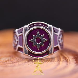 Star Sapphire Ring Star Ring Purple Ring Lantern Ring Silver Ring Enamel Ring