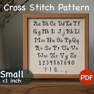 Mini Kreuzstich Alphabet Muster - Kleine Buchstaben Zahlen Symbole Schrift - Digitales PDF - Kleine Buchstaben Design - ABC Kreuzstich