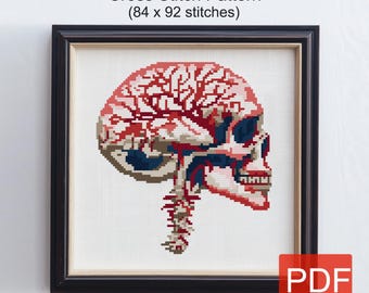 Spooky Skull Cross Stitch Pattern: Halloween Embroidery (PDF Pattern)