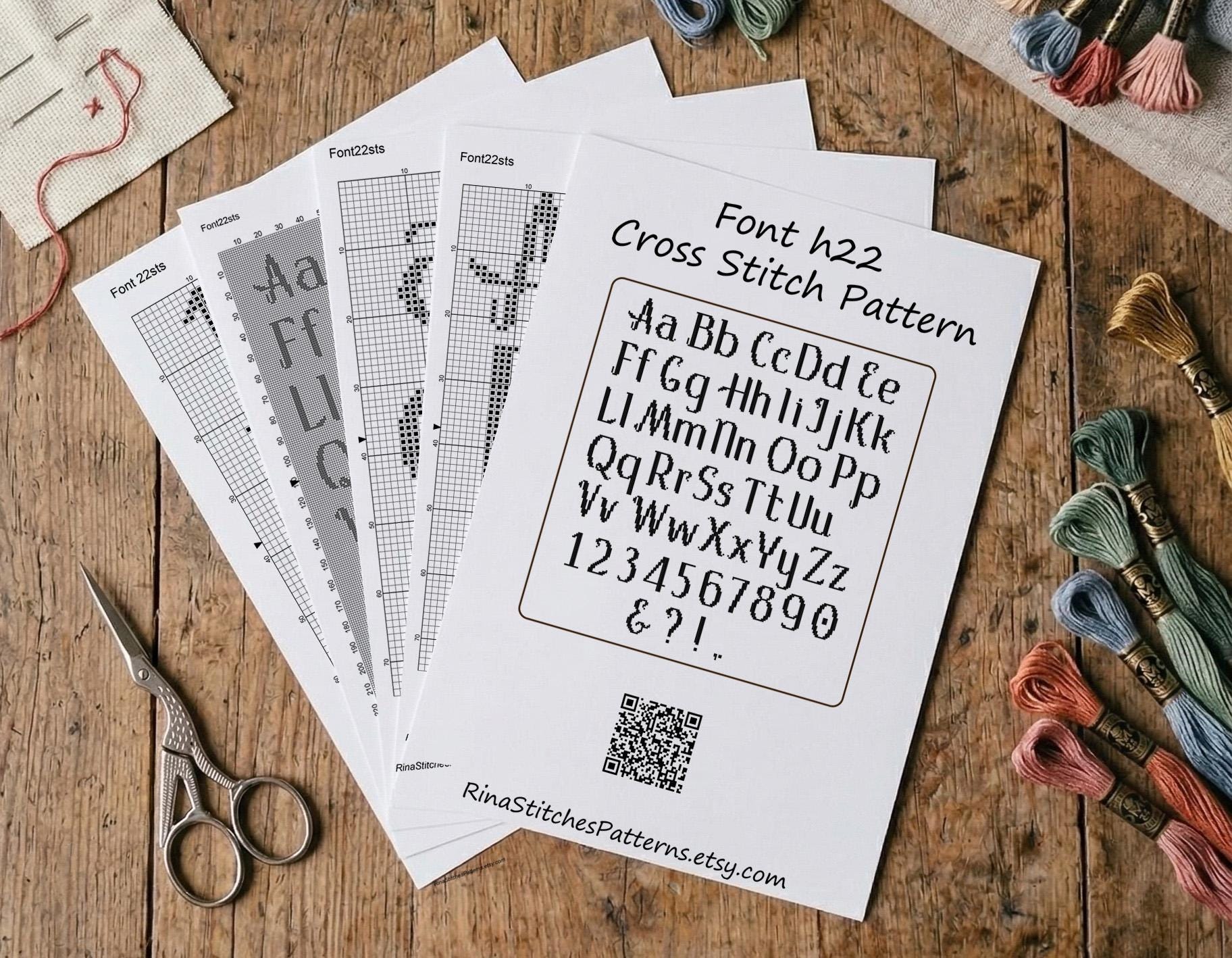 Classic Serif Cross Stitch Alphabet PDF Pattern, Letters and Numbers ...