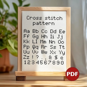 Kreuzstich Stickmuster PDF - Minischrift Buchstaben Zahlen Symbole - Kleine Schrift - 7x5 Alphabet Stickmuster Digitaler Download - Klassik Schrift