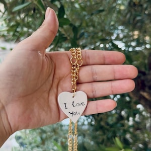 Ceramic Charm Necklace - Unique Heart Shape - Handmade Jewelry - Gift for Woman - White Ceramic Pendant - Simple Handmade Jewelry