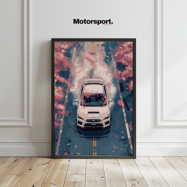 Subaru WRX STI VA jdm Cherry Blossom Poster Digital Downloadable Art