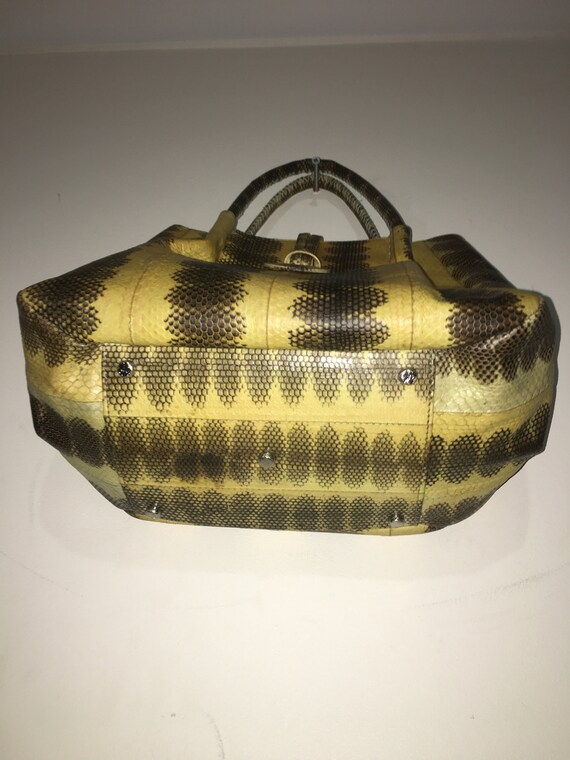 Bowling Bag Rare Vintage Python Skin Leather Satc… - image 4