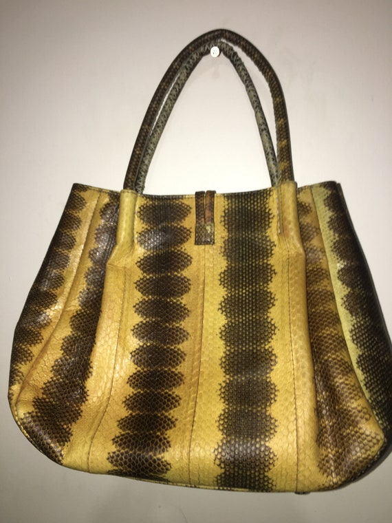 Bowling Bag Rare Vintage Python Skin Leather Satc… - image 6