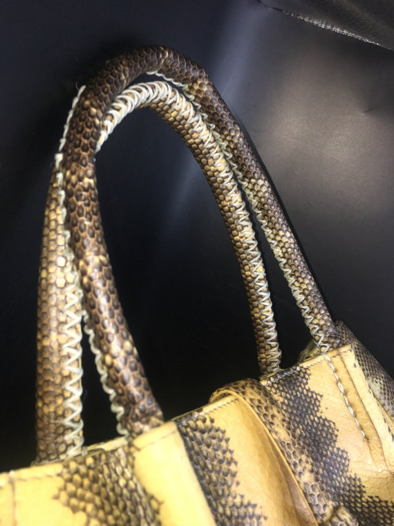 Bowling Bag Rare Vintage Python Skin Leather Satc… - image 9