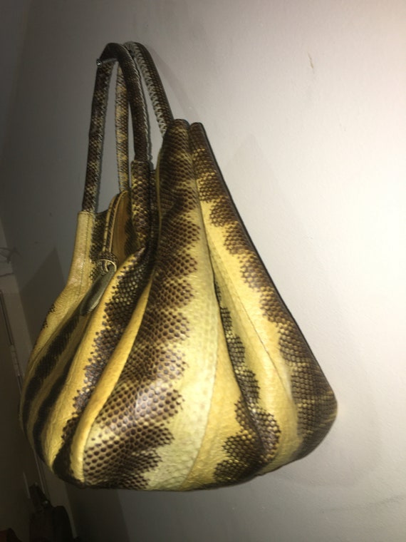Bowling Bag Rare Vintage Python Skin Leather Satc… - image 2