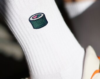 Sushi Maki | Bestickte Socken aus Bio Baumwolle
