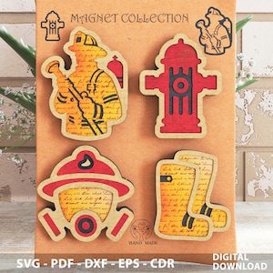Firefighter SVG Bundle | Laser Cut Files for Glowforge & Cricut |  Digital Download for Laser Engraving