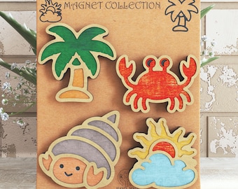 Marine Animals Magnet Set | Layered Design | Laser Cut Files | Tropical Decor | Digital Download