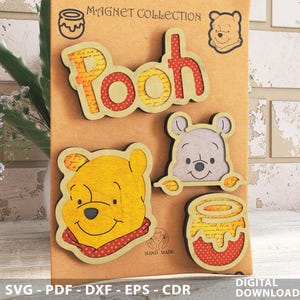 Winnie Themed Magnet Collection SVG File - Instant Digital Download