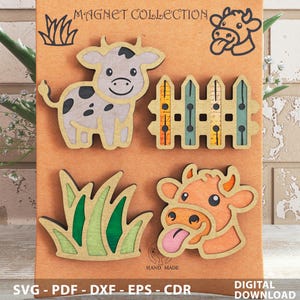 Cow Magnet SVG Bundle | Farm Theme Laser Cut Files | Digital Download for Glowforge