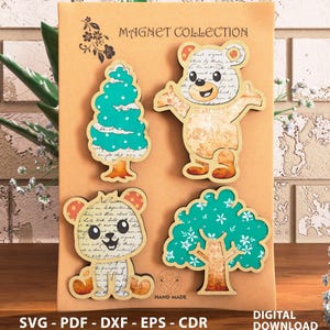 Cute Bears Magnet Collection SVG File - Instant Digital Download