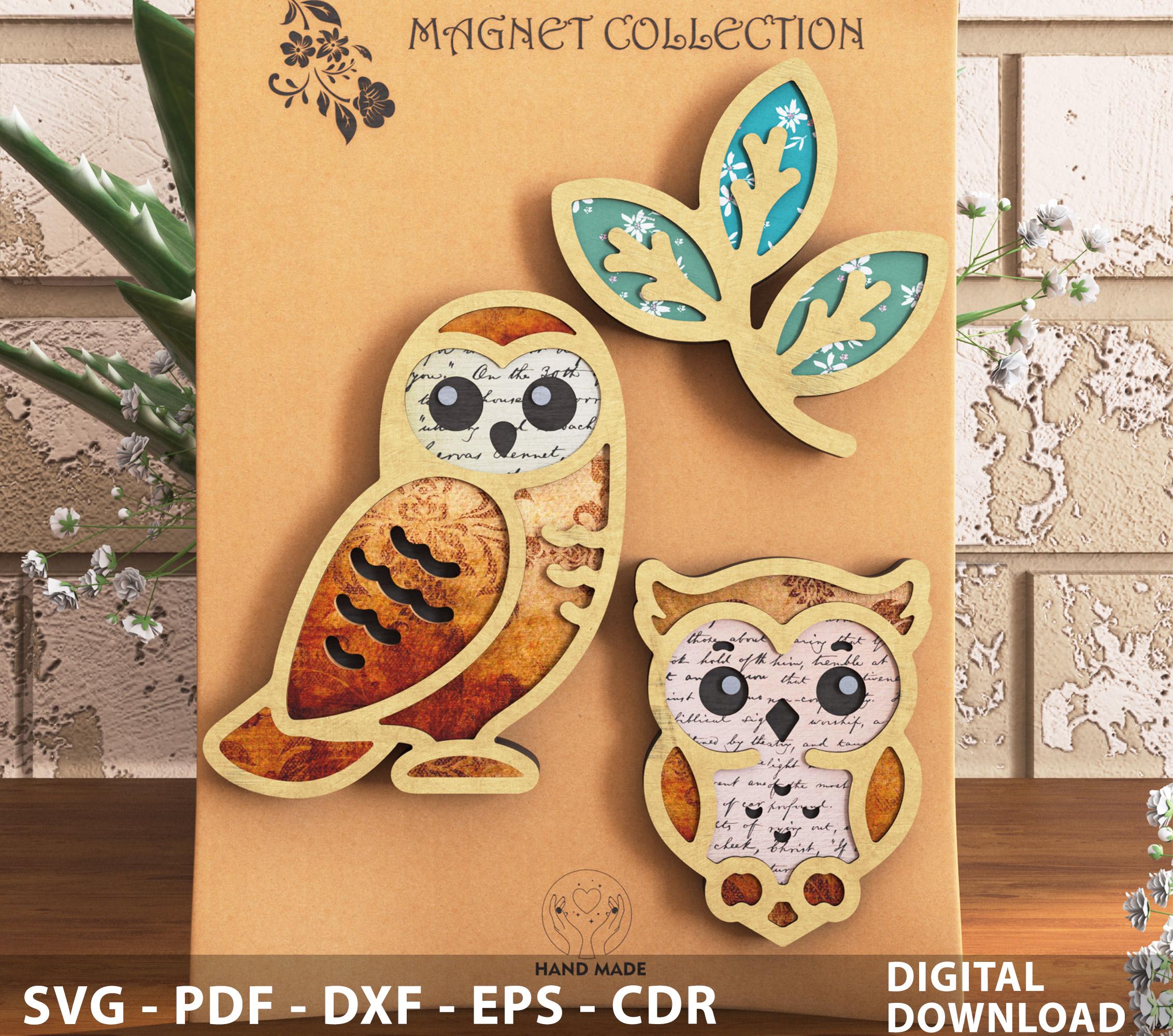Owls Themed Magnet Collection SVG File - Instant Digital Download