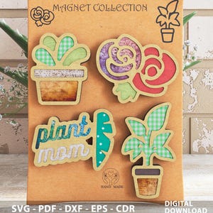 SVG-bestand magneetcollectie kamerplantthema - direct digitaal downloaden
