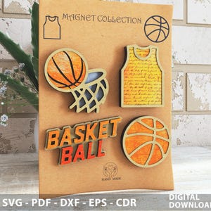 Aimant sur le thème du basket-ball Collection fichier SVG - téléchargement numérique instantané