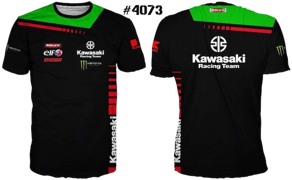 Kawasaki Racing Team ショートスリーブシャツ　Lサイズ Kawasaki Motorcycle Racing Team Men T-shirt Summer Short