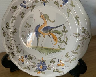 ancienne assiette en faïence Martres Tolosane à décor de l'oiseau