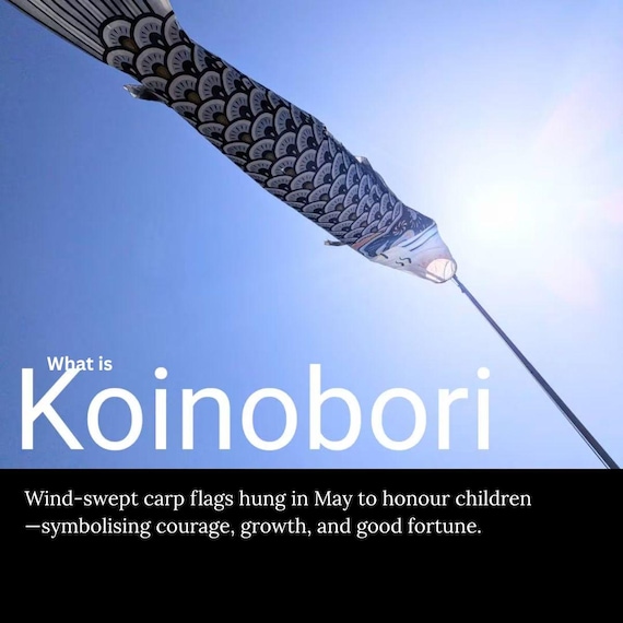 Koinobori Japanese Wall Art【こいのぼり】 – Deep Blue With Gold