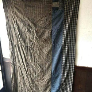 Vintage Japanese Boro Indigo Fabric Wall Art Large Sashiko One-Off Blanket Dyed Patched Tapestry Cover Interior Decoration Retro Showa