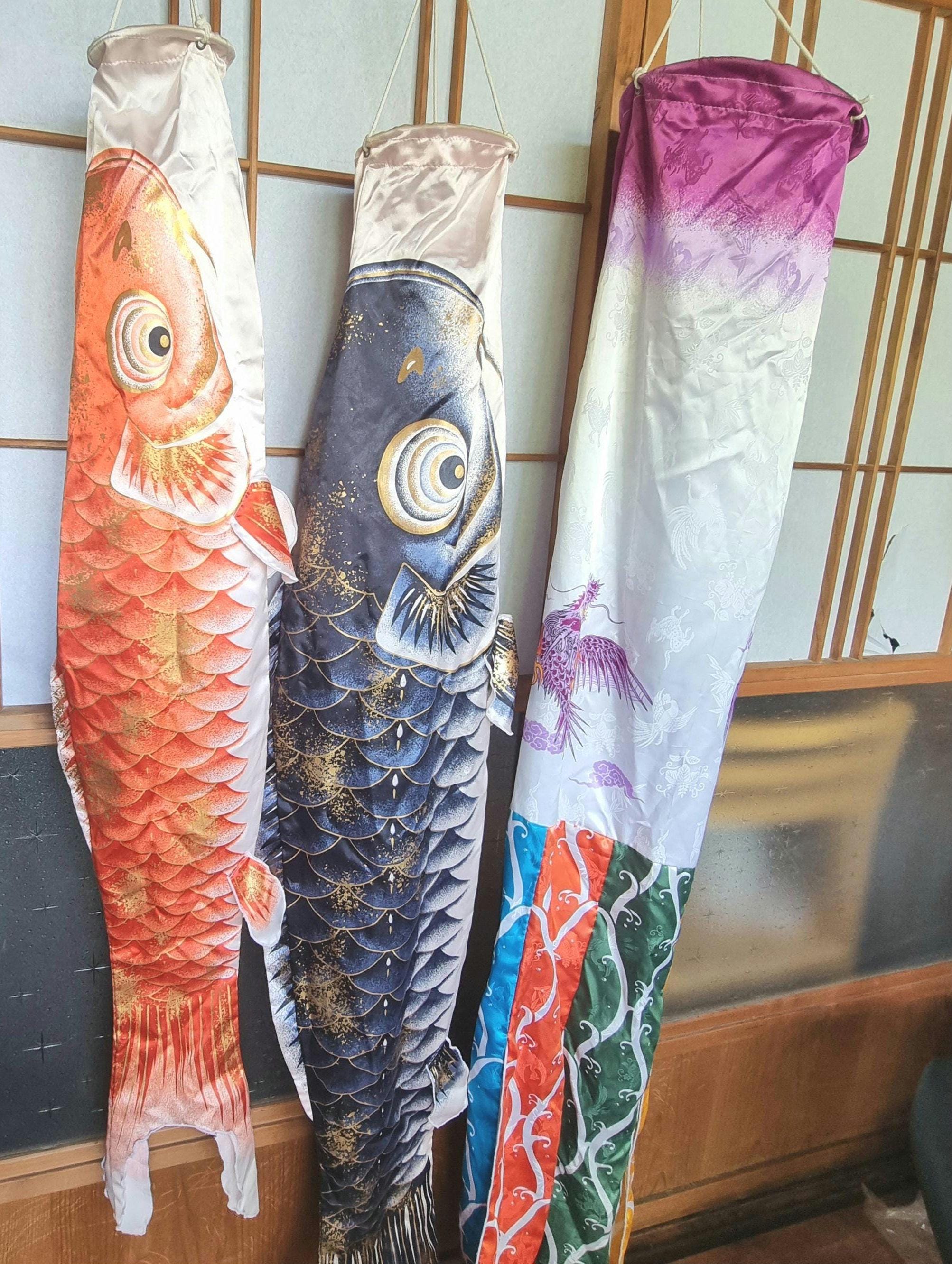 Premium Koinobori Japanese Wall Art【鯉のぼり】– Red & Blue Carp