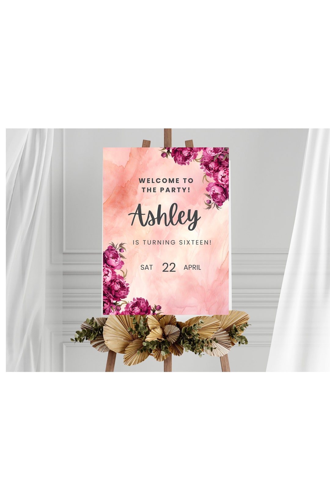 Welcome Sign Sweet Sixteen Welcome Poster Sweet 16 Decor for 16th ...