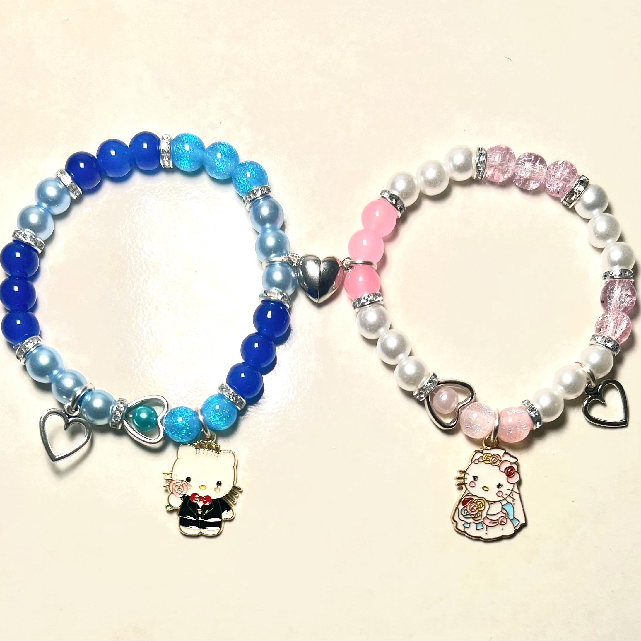 Rhinestone Turquoise Gemstone Hairband and HELLO KITTY Charm Bracelet Set Helll Kitty Rhinestone Charm - Etsy main image 3