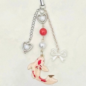 Koi Fish Phone Charm – Handmade Beaded Keychain, Kawaii Bag & Phone Accessory