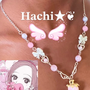 Nana anime Strawberry necklace, Hachi Y2k Gift for Her or girlfriend, pink and white, cute harjuku fashion