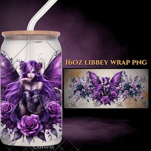 16oz Gothic Fairy PNG for Libbey Glass Can | Dark Fantasy Fairy Sublimation | Digital Download