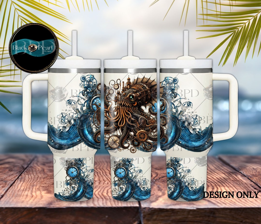 Steampunk Kraken PNG Design for 40oz Tumbler Straight &amp; Tapered Bottom ...