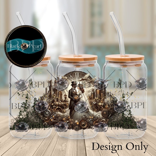 Steampunk Wedding design digital print for mugs and tumblers -Instant download PNG file for DIY crafts! | Perfect for cake designs and more!