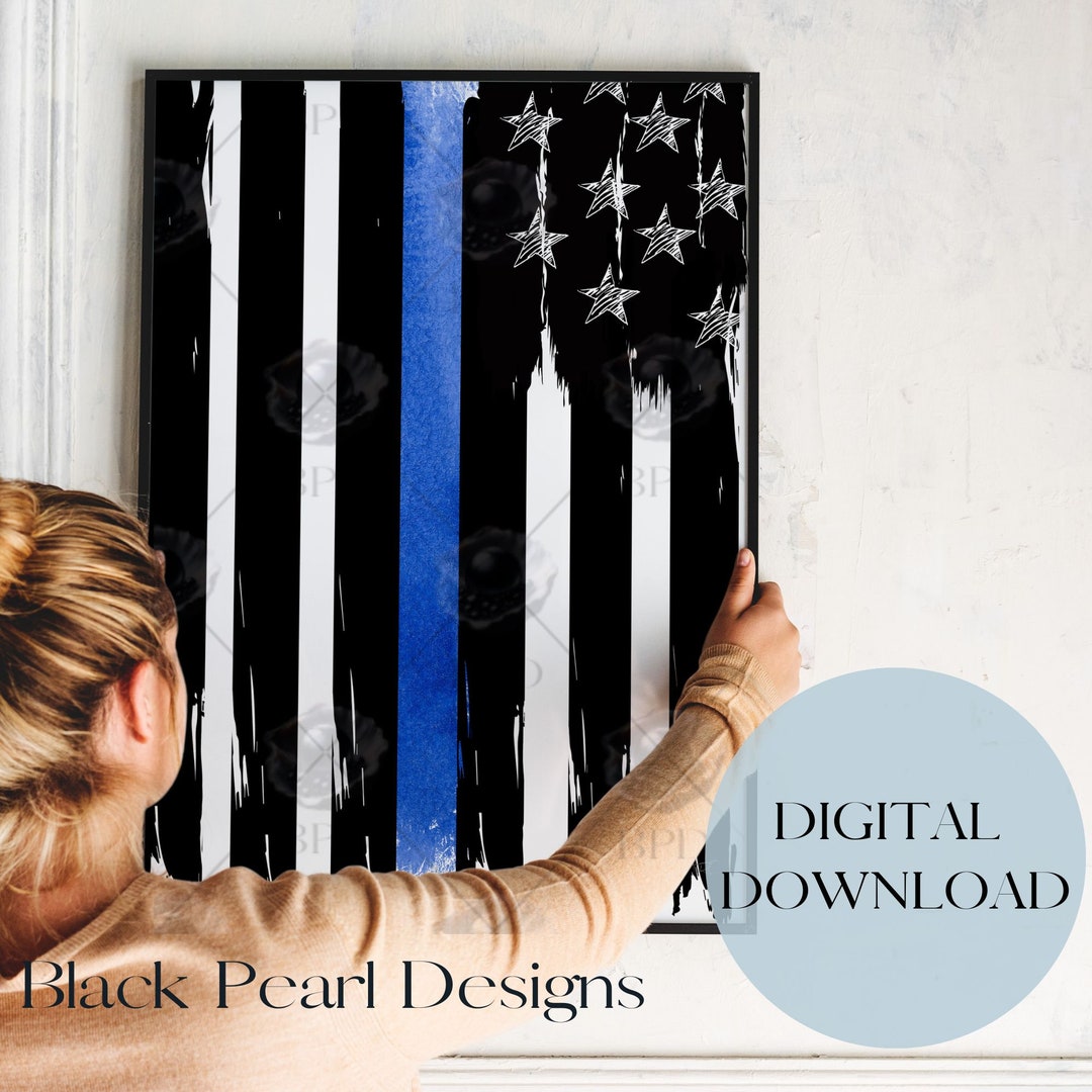 Thin Blue Line Wall Art Digital Print Perfect for Police Supporters
