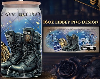 16oz Law Enforcement Libbey Glass Wrap PNG | Digital Design |Thin Blue Line Tumbler