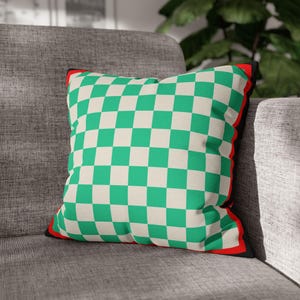 Checkered Turquoise/Green Print Pillow Cover