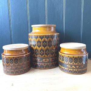Vintage Heirloom pattern storage jars by Hornsea Pottery - MCM