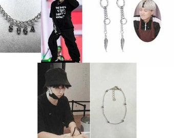 BTS Suga Handmade 3-Piece Set - Earrings - Bracelet - Necklace