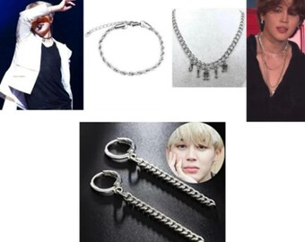 Ensemble 3 pièces fait main Park Jimin - Boucles d'oreilles - Bracelet - Collier