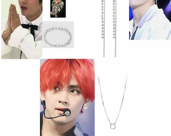 Ensemble 3 pièces Taehyung - Boucles d'oreilles - Bracelet - Accessoires de collier