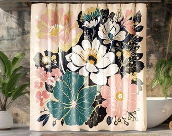Matisse Inspired Floral Shower Curtain: Boho Abstract Bathroom Decor
