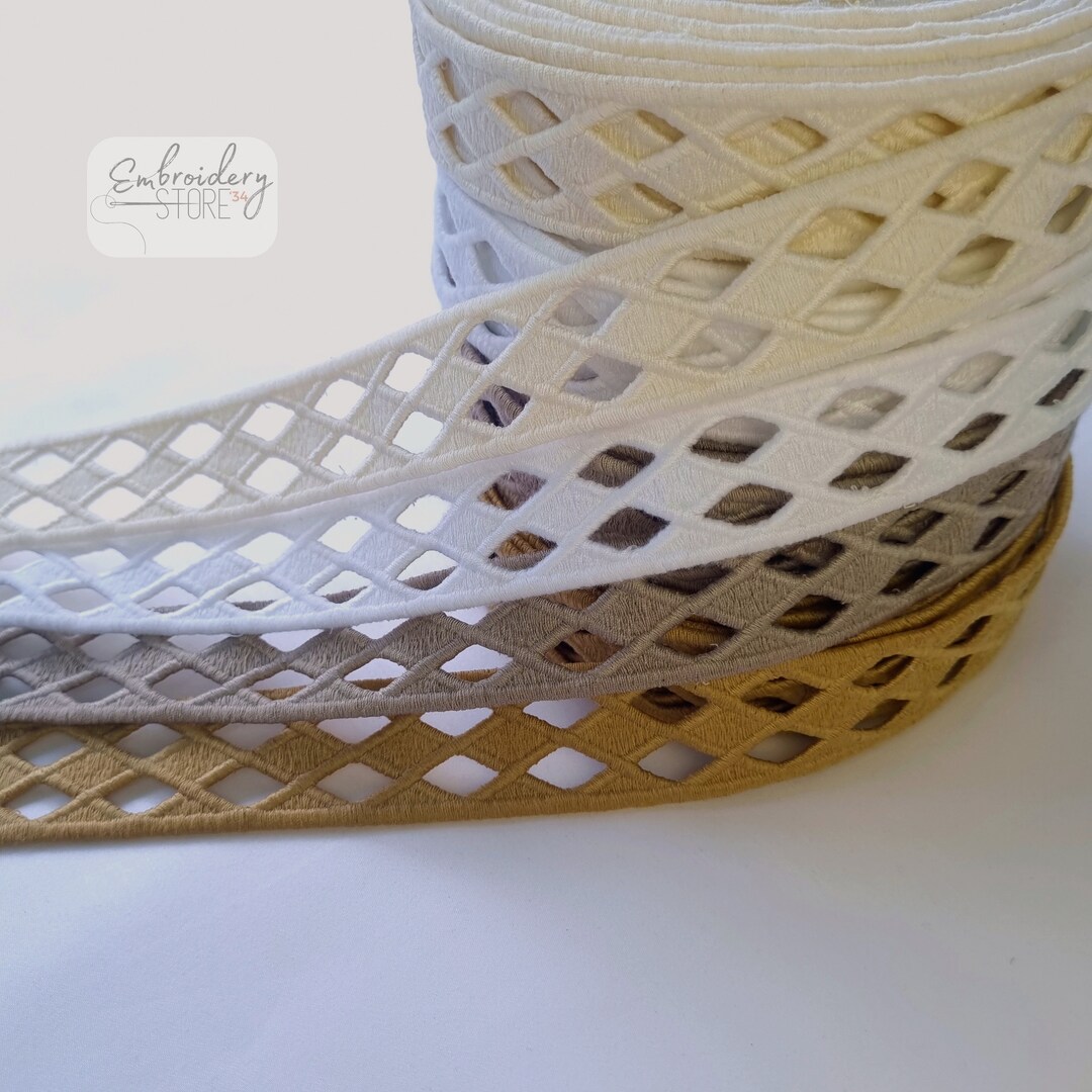 Diamond Patterned Ribbon Trim , Embroidery Ribbon Tape, 3 Cm Wide ...