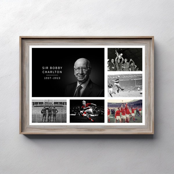 Bobby Charlton Manchester United Montage ART POSTER PRINT Wall Decor Memorabilia Gifts