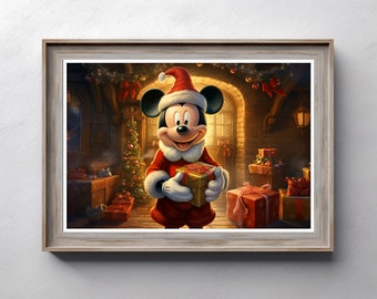 Kerst Mickey Mouse ART POSTER PRINT Wall Decor Gifts