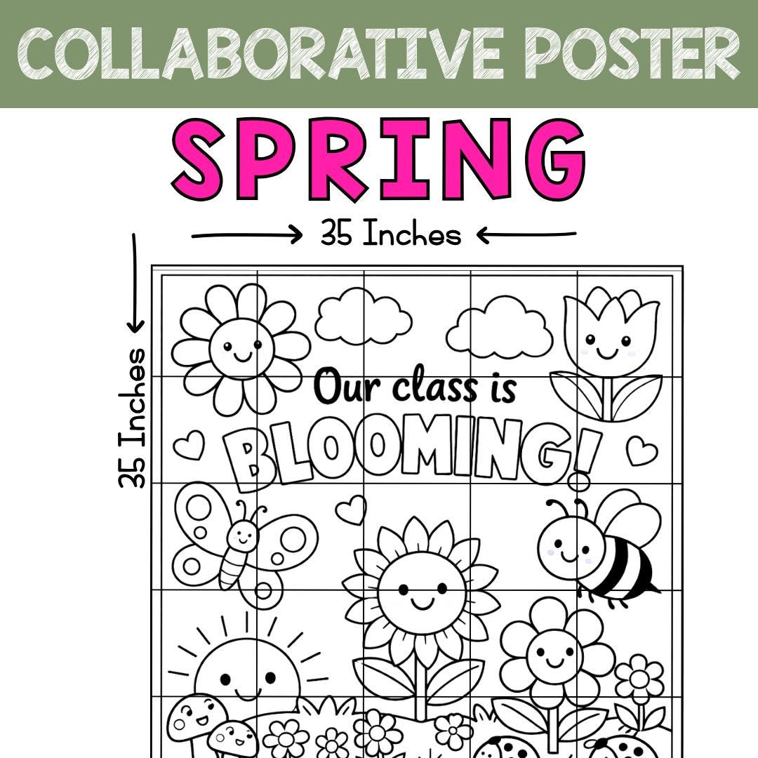 Spring Collaborative Poster Coloring Craft Classroom Activity ...